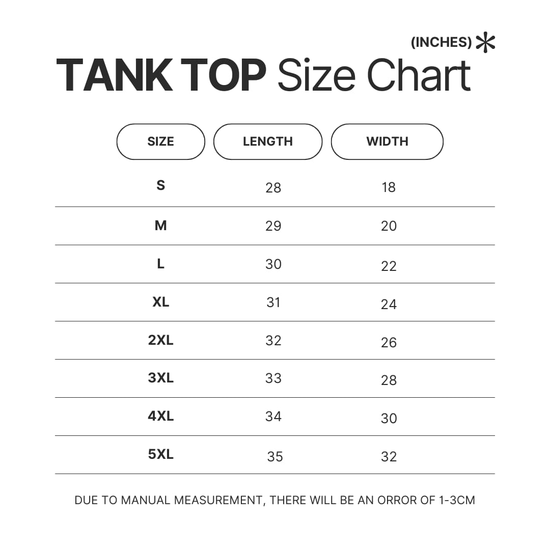 Tank Top Size Chart - Snoopy Store