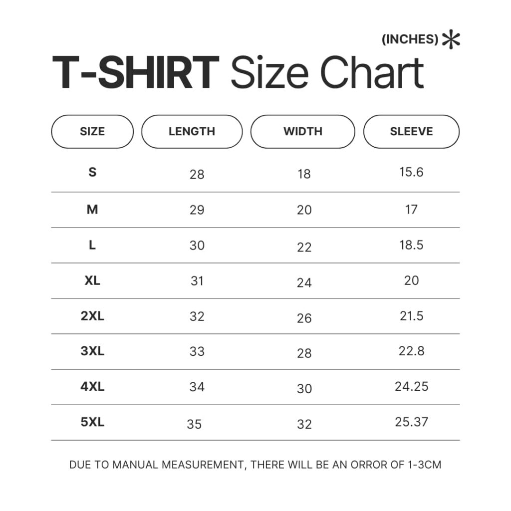 T shirt Size Chart - Snoopy Store