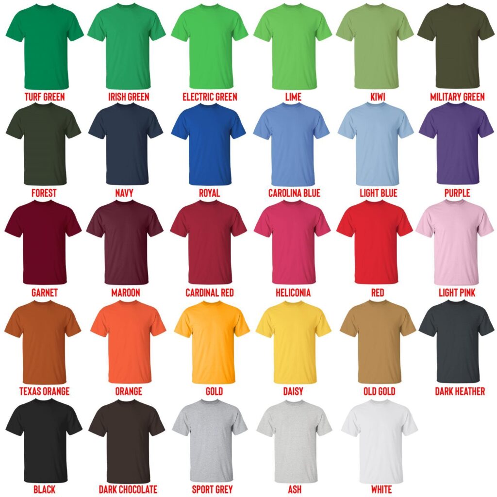 t shirt color chart - Snoopy Store