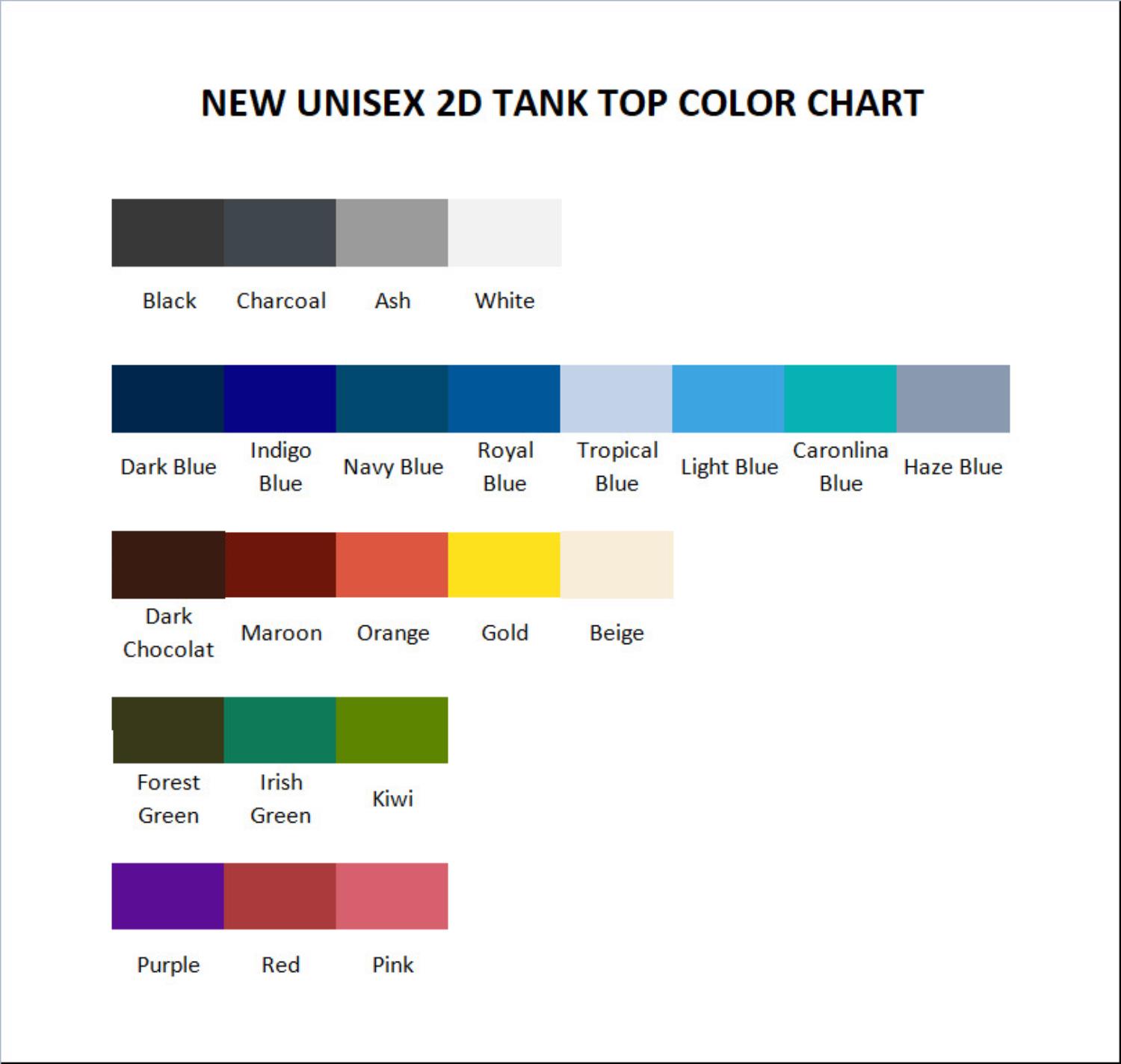 tank top color chart - Snoopy Store